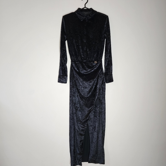 GAëLLE Paris velvet black polka-dot long dress - Picture 9 of 15